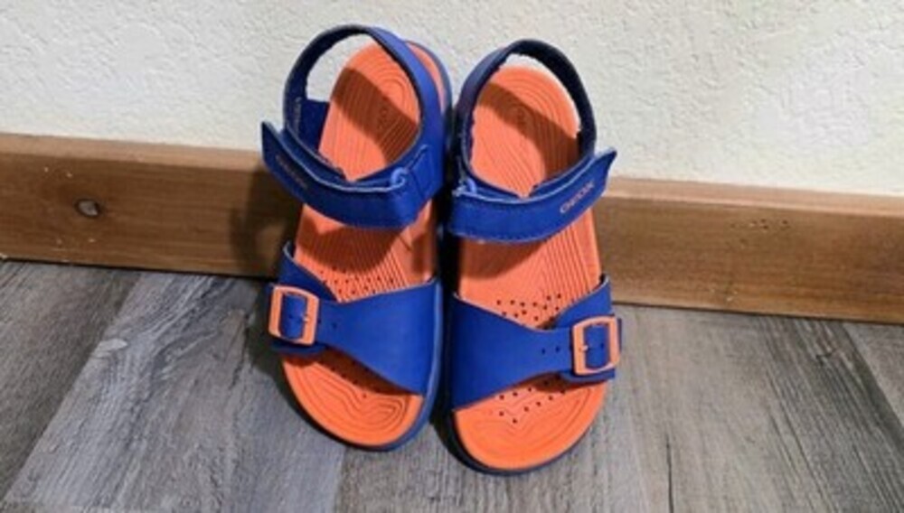 Geox J Sandal Fusbetto Royal Blue/Orange Water Friendly Kids Sz 1 Hook And Loop